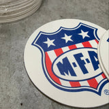 C100350 | MFA Shield Pulpboard Coasters | 25 PK