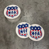C100350 | MFA Shield Pulpboard Coasters | 25 PK