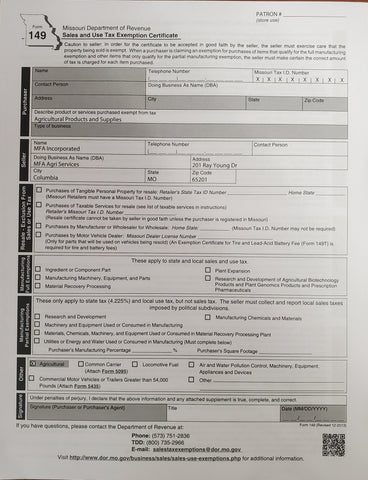 MO Form 149 Tear-off Pad (50 forms per pad)