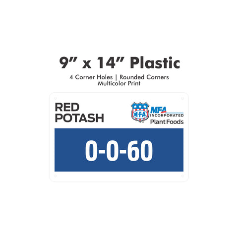 0-0-60 Potash | 9x14 | Poly Fertilizer Sign