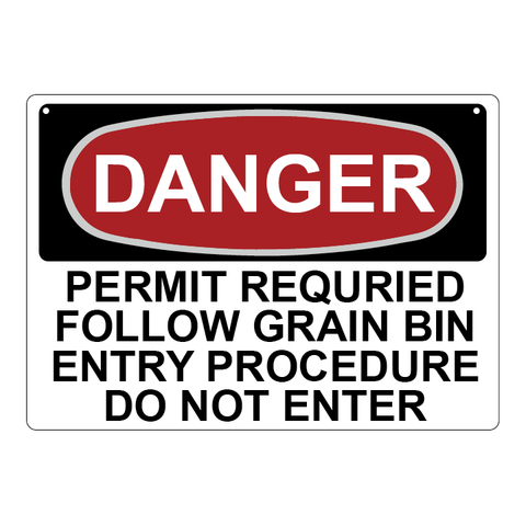 C100100 | Sign | Permit Required Grain Bin Entry
